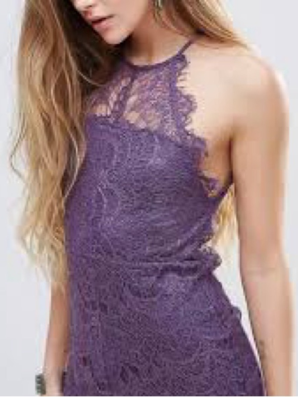 Free People “She’s Got It“ Crochet Asymmetrical Lace mini Dress